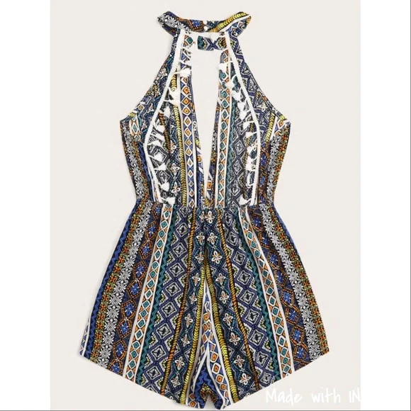 1 Day Sale❗️✨Tribal  Halter neck open back Romper - Picture 5 of 8